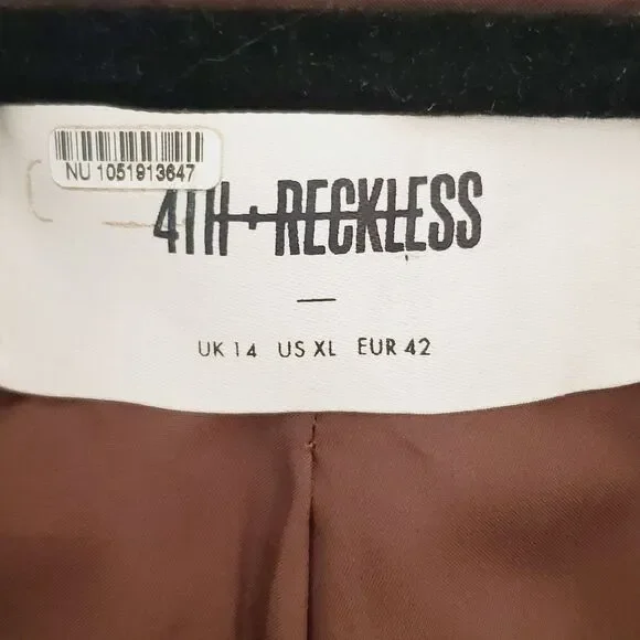 4th & Reckless TAMIL COAST OVERSIZED COAT Womens Faux Shearling Trench SZ XL - Picture 5 of 8